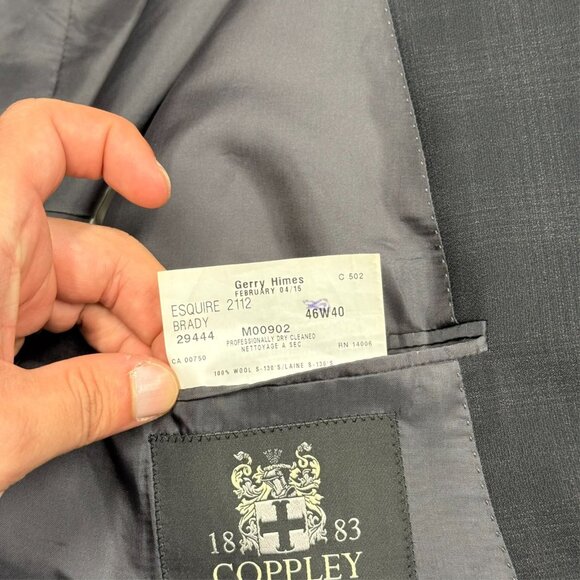 Coppley 1883 Blazer Reda Italy Super 130's Wool Check Sport Coat Grey 46L - Picture 9 of 9